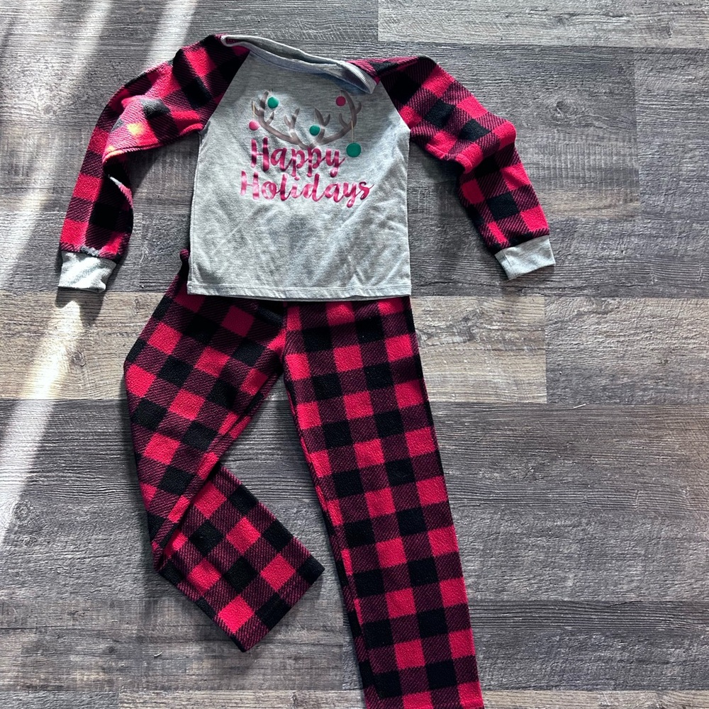 Gray and Red Pajama Sets with Buffalo Plaid